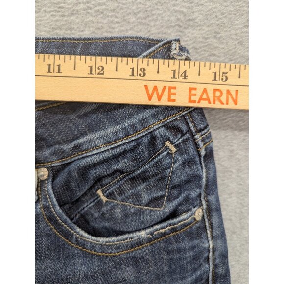 Vigoss Denim Shorts Womens Size 28 Blue Distressed Whiskers The Thompson Comfort - Picture 5 of 16